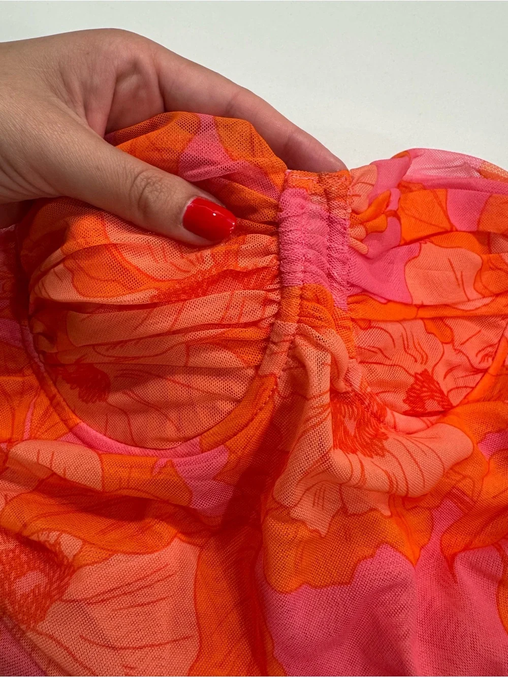 Zara Floral Bandeau Bustier in Pink and Orange